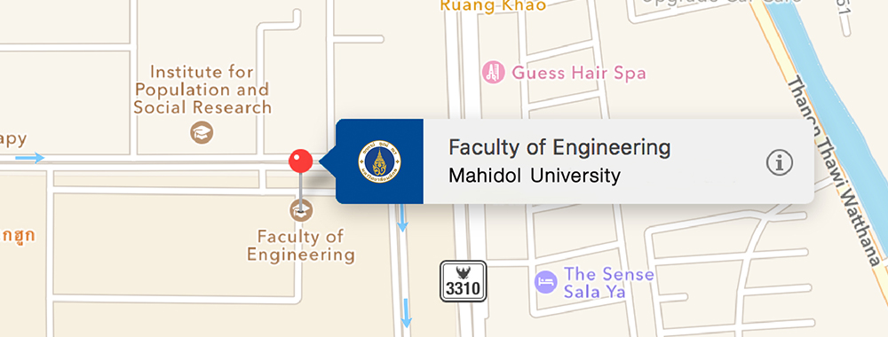 Faculty of Engineering, Mahidol University. Map